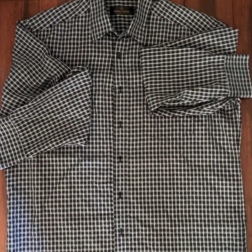 Bugatchi Black and White Checked Lightweight Shir… - image 1